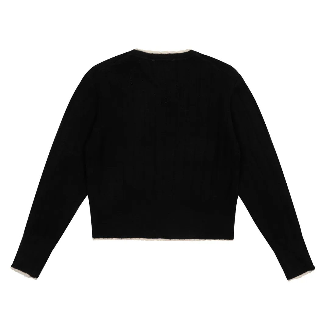 Vivi129 vivienne west wood 24th autumn and winter red label show style vertical stripe hollow knitted petal collar design cardigan West Queen Vivienne heavy industry show limited cardigan knitted sweater wool 2024 autumn latest style 🧩 85% wool blend Size: S -M- L Color: apricot gray blue black